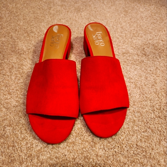 franco sarto leopard slides